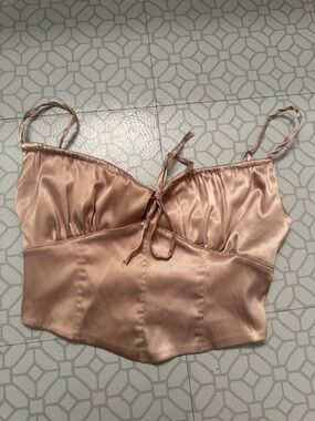 URBAN Romantics Satin Blush Crop Top